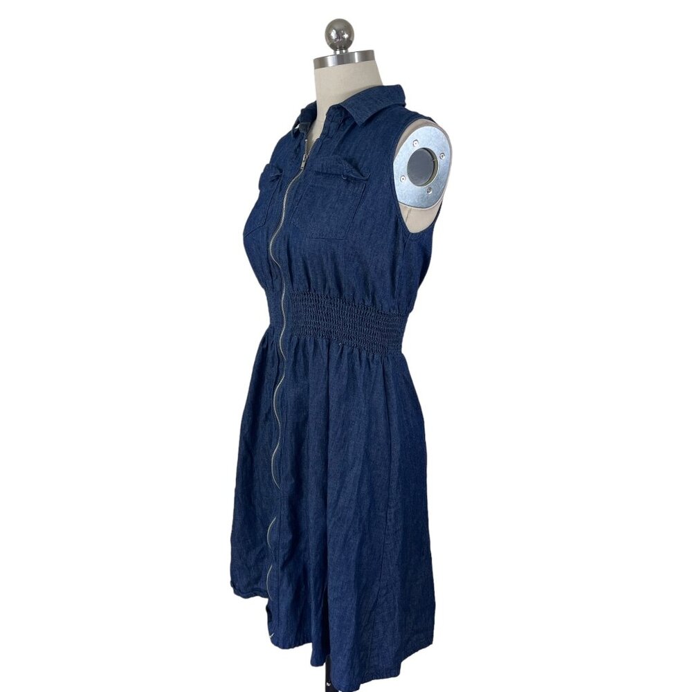 Love University Y2K Denim Dress Womens S/M Blue Sleeveless Western Boho Indie - Picture 2 of 10